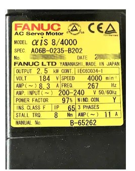 AiS 8/4000 Fanuc Máy Servo Động Cơ A06B-0235-B202
