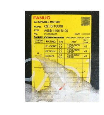 Được Sử Dụng Thử Nghiệm Fanuc AC Động Cơ Trục Chính A06B-1406-B100 A06B-1406-B103